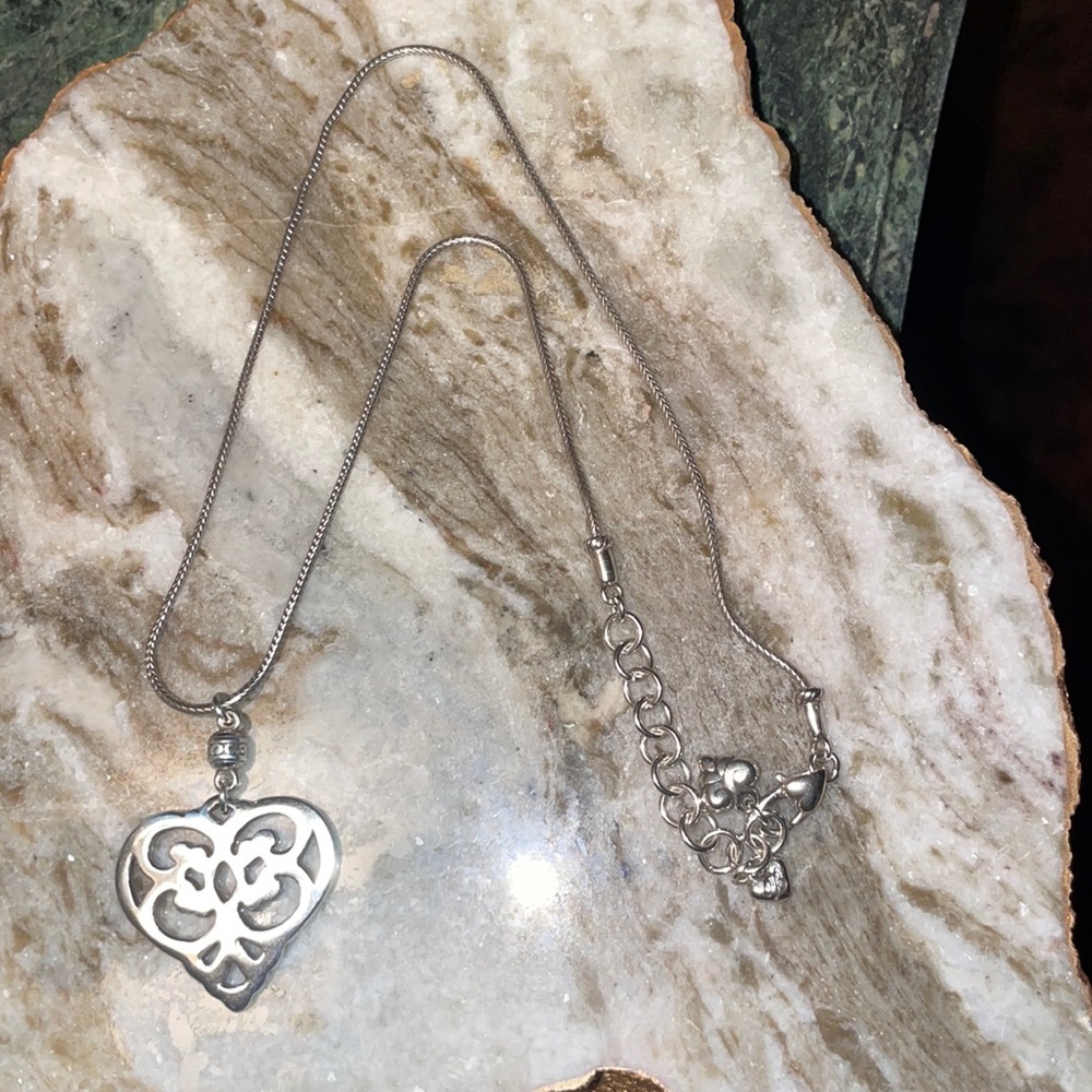 Brighton silver heart pendant necklace NWOT.